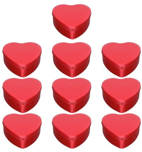 TEHAUX Scatola a Forma di Cuore in Latta Rosso Set da 10 Scatole di Imballaggio Vuote per Dolciumi e Caramelle Contenitori per Feste e Regali Romantici