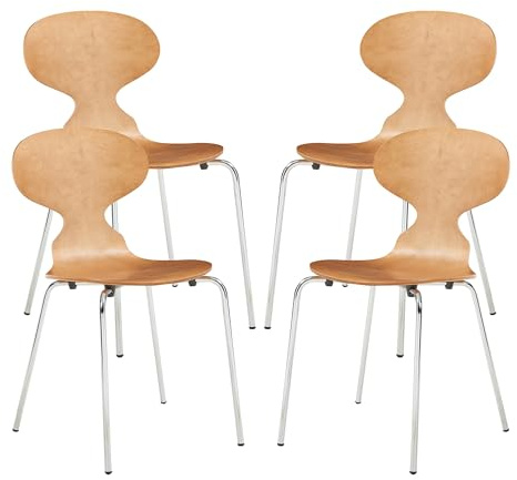 Helloshop26 Lot de 4 chaises de Salle à Manger Moderne Design Robuste Effet Noyer/Chrome 03_0009835