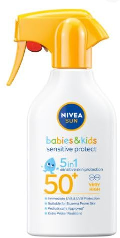 NIVEA Sun Babies & Kids Sensitive Protect 5 in 1 Lozione 270 ml – Extra Gentle Sun Care for Delicate Baby and Children Skin, Fragrance-Free, Water Resistant, Idrating Non-Greasy Formula