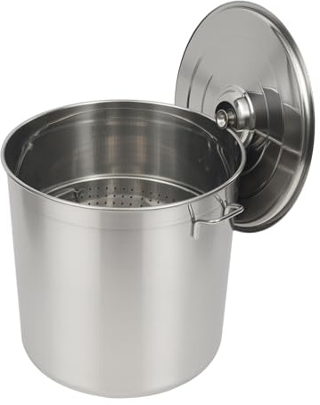 Casserole à induction de 50 l - Grande casserole - En acier inoxydable - Pour couscous - Pour spaghetti - Avec panier filtrant et couvercle