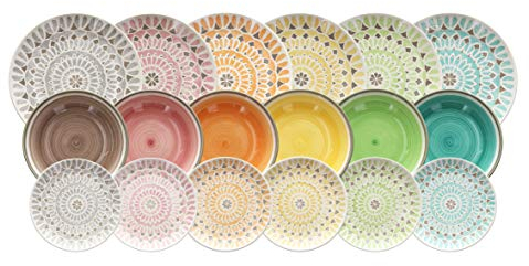 Tognana CapeTown, Servizio Piatti per 6 persone, 18 Pezzi, Stoneware, Multicolore
