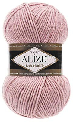 Alize Lanagold Strickwolle - 5 x 100g, 49% Wolle, 500 Gramm, Einfarbig, Türkische Wolle (161)