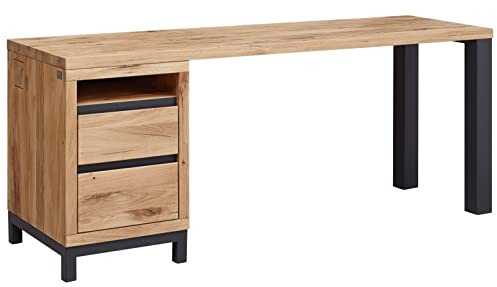MASSIVMOEBEL24.DE | VILLANDERS Schreibtisch 150x55x76 Wildeiche geölt - Versch Farben-2, Farbe:Natur geölt, Größe:150x55x76 cm (BxTxH)