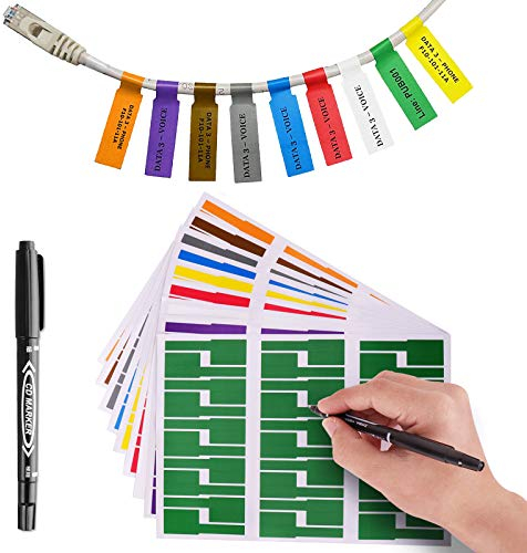 540 Stück Kabelbeschriftung mit Markierstift, Geeignet für Laserdrucker, 18 Blatt A4 × 30 Stück, 9 Farben
