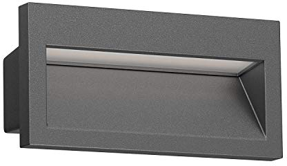 ledscom.de Applique murale encastrée LED NOLA, downlight pour l'extérieur, IP54, anthracite mat, 140 x 70mm, blanc froid