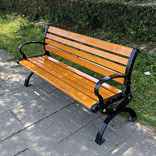Geling Parkbank Gartenbank Gusseisen Massiv Holz Gestell Gartenmöbel Sitzbank, extra stabil,with backrest,150cm