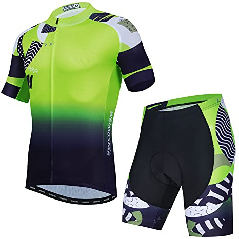 Weimostar Radtrikot Shorts Set Herren Fahrrad Top Anzug Rennrad Bekleidung MTB Berge Sommer Bluse Outfits Grün L