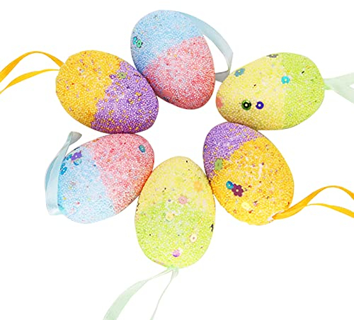 36 Pcs Easter Egg Hanging, Easter Eggs for Kids, Easter Egg Hunt Kit, Easter Eggs Decorations, Eggs for Craft Foam, Easter Egg Bulk, Easter Decorations for Tree Hanging Egg Colorful Diamond Ornaments