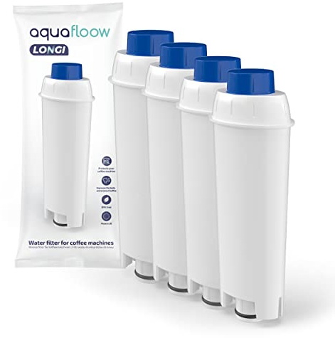 Aquafloow Vattenfilter ersättning för DeLonghi DLSC002, SER3017 & 5513292811 kaffemaskiner - inklusive versioner av ECAM, ESAM, ETAM-serien (paket med 4)