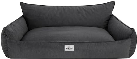 Bjird Hundebett - Hundekorb für kleine mittelgroße & große Hunde - Hundekissen - Hundesofa - Bezug abnehmbar und waschbar - Joker - Größe: XL/XXL: 132 x 106 cm - Graphit Fancy