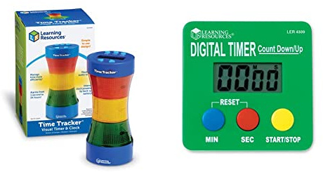 Learning Resources LER6900 Resources Time Tracker Visual Timer & Uhr, 26.9 x 13.7 x 13.7 cm & LER4339 Digitaler Timer zum Rückwärts-/Vorwärtszählen, c1