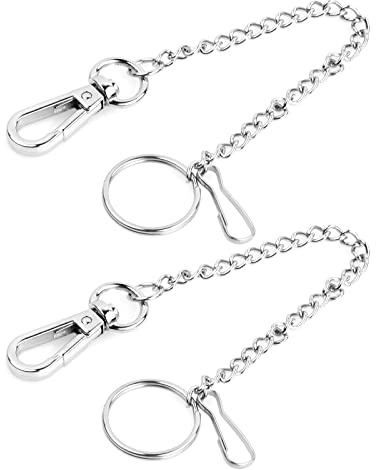 Naseom 2 Pezzi Catena per Pantaloni 20 cm Catena in Vita Chiave Hip Hop in Metallo Catena Decorativa da Cowboy con Moschettone e Portachiavi, Argento