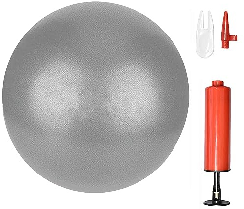 HCFGUS Mini-Gymnastikball für Pilates, Yoga, Barre-Training und Physiotherapie, verbessert das Gleichgewicht mit aufblasbarer Pumpe, 15,2 cm, Grau