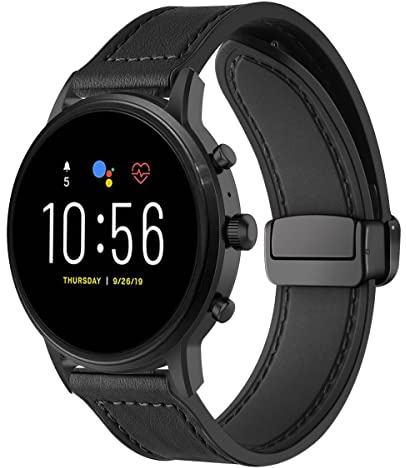 Magnetische Armbänder für Fossil GEN 5 Carlyle HR/Julianna HR Armband für Männer und Frauen, Magnetische Leder Silikon Hybrid Ersatzarmband Kompatibel mit Fossil GEN 5 Carlyle HR/Julianna HR (A)
