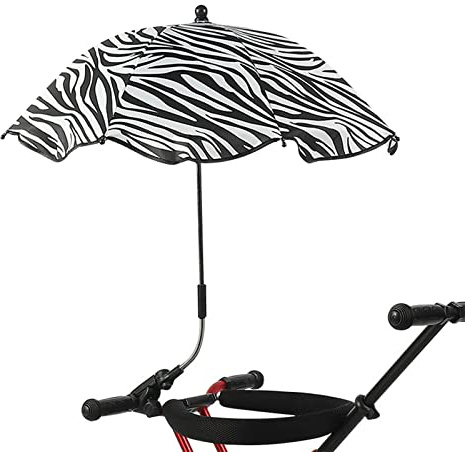 Sombrilla para silla con Abrazadera, Sombrilla Ajustable para Cochecito de Bebé y Silla de Patio Al Aire Libre, Estampado de Cebra