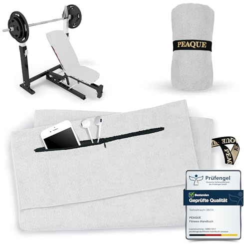 PEAQUE Mikrofaser-Fitness-Handtuch mit Reißverschlusstasche - Fitnessstudio | Weich, Schnelltrocknend, Saugstark, Leicht - Sporthandtuch, Gym Towel mit Tasche