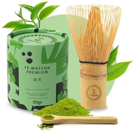 Matchaflix | Pack Experiencia Iniciación | Te Verde en Polvo | Pack de Té Matcha Premium 30 g., Chasen y Cuchara Bambú | Regalos Matcha