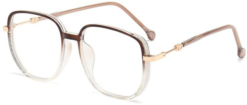 VEVESMUNDO Blaulichtfilter Damen Brille Ohne Stärke Groß Quadratisch Kunststoff Rechteckig Anti Blaulicht Brillen (1 Stück Dunkel Braun, 0.0)