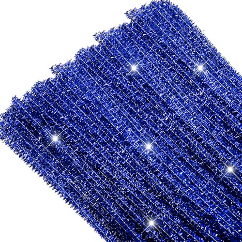 TOAOB Limpiador de Pipas Flash 100 Piezas Alambre de Chenilla Azul de Color 30 cm Largo y 6 mm Ancho para Manualidades y Decoración Creativa Bricolaje | Limpiador de pipas para manualidades, largo 30 cm y ancho de 6 mm, limpiador de tuberías para manualidades y decoración