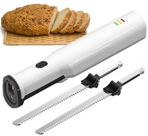 NGARY Couteau À Découper Électrique Couteau À Pain, Couteau À Découper Rechargeable sans Fil avec Déclencheur De Verrouillage De Sécurité, Idéal pour Les Viandes, La Volaille Et Le Pain