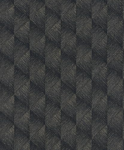Rasch Tapete 687958 - Vliestapete mit geometrischem Motiv in 3D-Optik in Schwarz Gold - Kollektion Tropical House