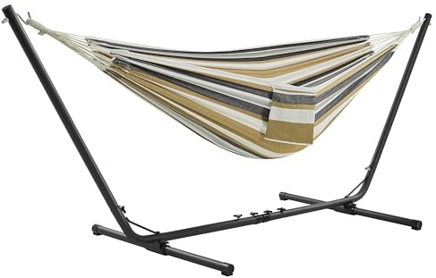 Yaheetech Double Hammock with Metal Stand, 205 kg Capacity, Desert Stripe