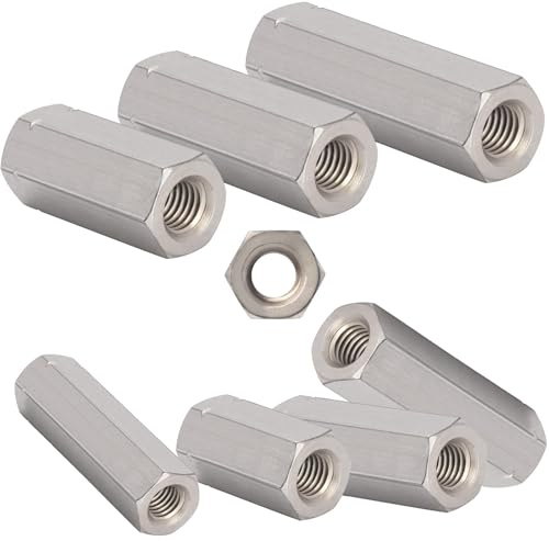 Gewindemuffe M8 x 40mm aus Edelstahl V2A A2 8 Stück Gewindehülse DIN 6334 Sechskant Verbindungsmutter Langmutter Distanzmuffen Distanzhülse Distanzmutter Muttern für Gewindestangen und M-Schrauben