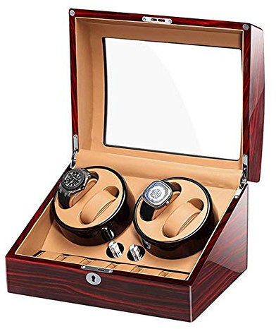 Remontoir de montre pour 4 montres automatiques + 6 compartiments de rangement en bois pour peinture piano extérieur silencieux moteur adaptateur secteur et batterie