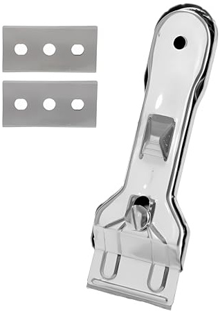 GLAS-KERAMIK-SCHABER 14cm mit 2 Ersatzklingen Ceranfeldschaber Glasschaber Kochfeldschaber Glaskeramik Kochfeld 68