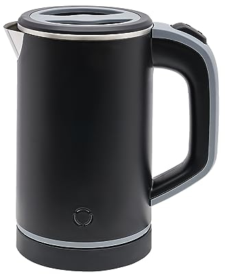 Konfiur Wasserkocher Klein, 0.8L Reisewasserkocher, 5 Minuten Schnelles Camping Wasserkocher Mini Wasserkocher, Leise Reise, Teekanne aus Edelstahl Wasserkocher (Schwarz)