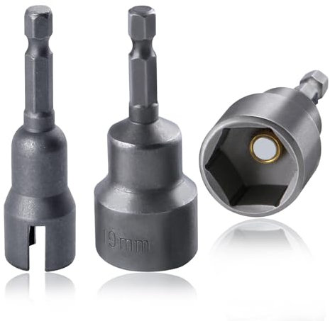 LEONTOOL 3 Pcs RV Socket Set With Magnetic Leveling Scissor Jacks Drill Adapter, 3/4(19mm) Hex Drive, Slot Wing Nuts Drill Bit for Panel Wing Nut Q-Hanger, 1/4 Hex Shank