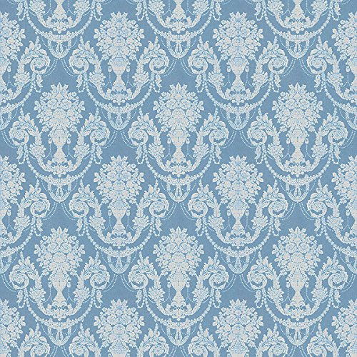 Pack of 5 Dolls House Miniature Duck Egg Blue Chandelier Damask Wallpaper