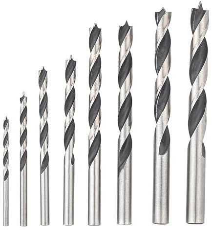 Yuio Set di 8 Punte Trapano Legno 3mm-10mm, Set di Punte per Legno Ø 3-4-5-6-7-8-9-10, Set Punte Elicoidali per Legno per Legno Dolce e Duro per Avvitatore Trapano Elettrico a Mano