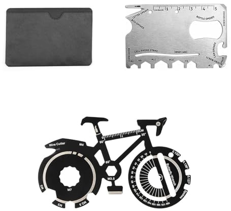 HASLED Multitool Porte-Clés 2 en 1 - Carte Outil Multifonction Compacte pour Cyclistes et Usage Quotidien - Lame, Tournevis et Ouvre-Bouteille Intégrés