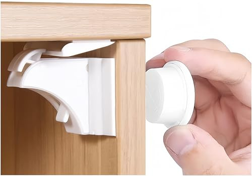 Magnetische Schrankschlösser, Kindersicherung, 12 Schlösser, 3 Schlüssel, 2 Halterungen, Babysicherung, magnetische Schubladenschlösser, selbstklebend für Küchenschränke, Schubladen, Kühlschrank