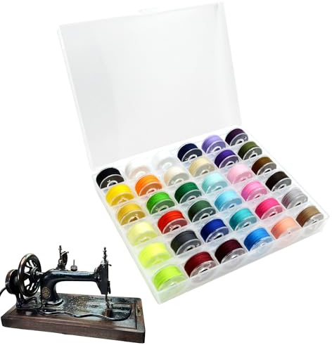 36Pcs Sewing Machine Bobbin Threads with Storage Case, Multicolor