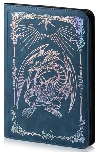 Trading card binder,Ringless Zip laser foiling Binder,540 Double Sided Pocket Collectible Trading Card Albums for YGO,MTG, DTCG,Sport Card, Game Cards (YGO Blue)