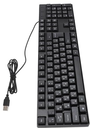Ghzste K1800 Keyboard da Gioco Cablato USB 104 Tasti, Lingua di Minoranza, Tastiera Russa, Cavo da 4,9 Piedi, Design Ergonomico per Lo Studio di Ufficio (Russo)