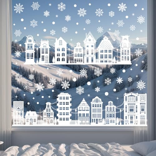 137 Pièce Stickers Noel Fenetre, Decoration Noel Interieur Maison DIY Amovibles PVC Réutilisables Autocollant Fenetre pour Deco NoëL