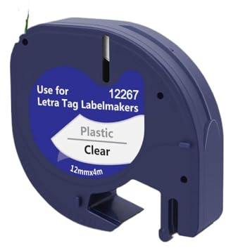 Sywchrf 1PK 12267 12mm Label -Etikett -Band -Ersatzkompatibel mit LT100H Label Maker arbeitet mit 16952 16951 Schwarz auf klaren Kassettenbändern zum Etikettieren(Black on Clear)