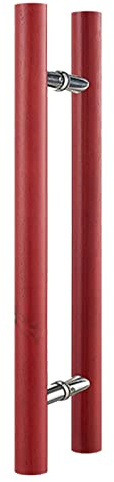 Langer Holz-Schiebetürgriff, H-Form, doppelseitig, für Glastüren, Innen- und Außenbereich, rotes Finish, modernes Design, 100 cm