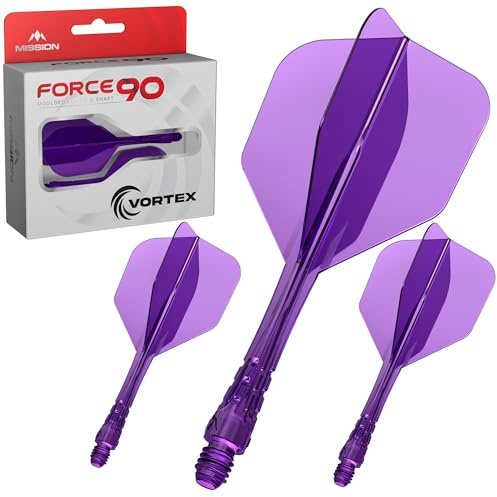 Mission Darts | Force 90 Vortex | Fléchettes moulées avec précision intégrées et système d'arbre | Plusieurs styles | Plusieurs couleurs.