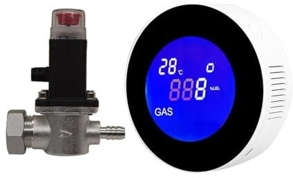 CSDASW Detector de Gas Natural WiFi con válvula solenoide eléctrica, Control Inteligente automático, Apagado automático, Sensor de Alarma de Fuga de metano CH4(with V15GC Valve)