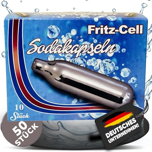 NEMT CO2 Sodakapseln 8 g für Sodamaker und Soda Siphon aus Stahl – 50 Stück