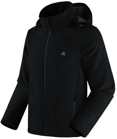 SwissWell Giacca Uomo Invernale Softshell Impermeabile Antivento con Cappuccio Staccabile Multifunzionale Outdoor Giubbotto Caldo Casual Jacket per Trekking Ciclismo Viaggi Nero 3XL