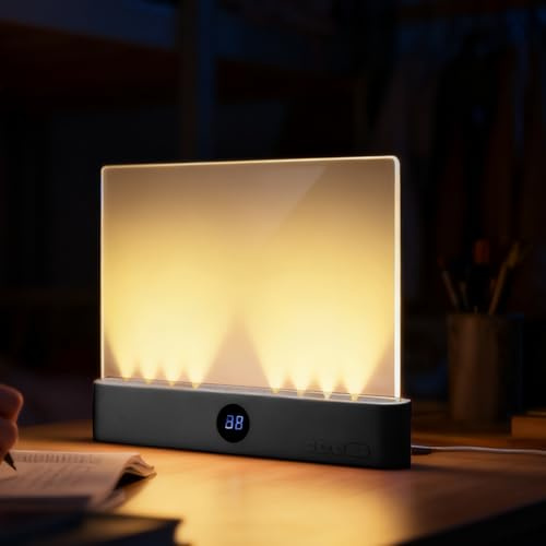 Générique Lampe De Lecture Intelligente, Lampe De Lecture Plate Rechargeable Avec Minuterie Et 3 Couleurs, LED De Chevet À Panneau Plat, Lumière Chaude, Pour Et Femmes, Luminosité