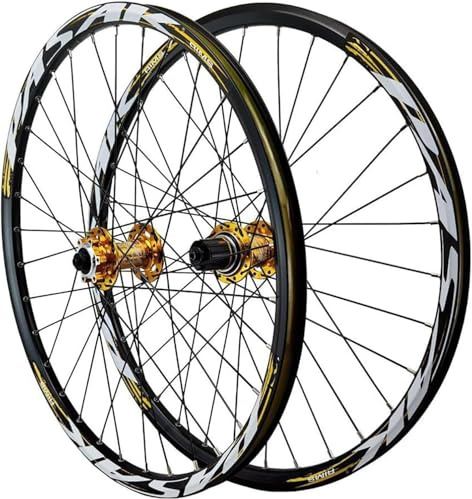 KUNYOS Mountainbike Laufradsatz 26/27.5/29 Zoll, Doppelwand Legierung Scheibenbremse MTB Räder, 32H Edelstahlsprecher Fahrradräder HG Hub 7-12 Geschwindigkeit