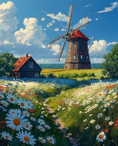 Jigsaw Puzzles 1200 piece,Puzzles for Adults,Challenging Educational Family Activity Games Home Decoration Puzzle Field Windmill 29.5 x 19.7 inch