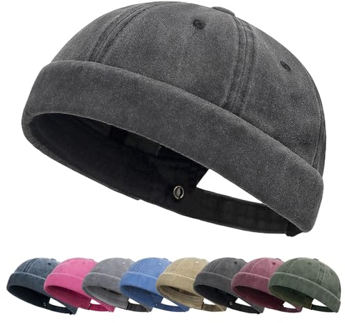 Tiakay Casquette Docker Homme en Coton Vintage - sans Bordure Style Marin pour Port Quotidien Décontracté et Outdoor