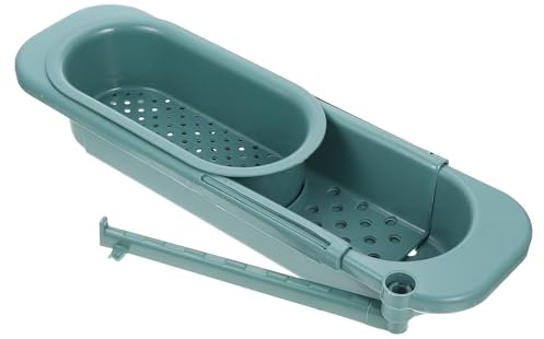 Ipetboom Rejilla Extensible para Colador de Fregadero de Cocina, Cesta Multifuncional para Escurrir Frutas y Verduras, Soporte de Drenaje Ajustable Color Verde, Accesorio Práctico